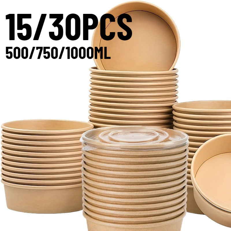 15/30PCS Kraft Paper Bowls Dis - đánh giá và giá Meal Prep Bowl
