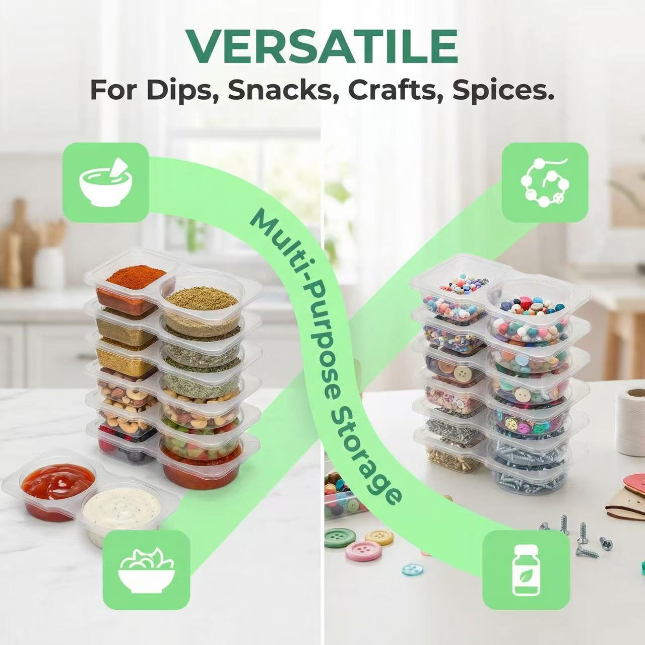 Dual Compartment Sauce Contain - đánh giá và giá Sauce Dipping Cup